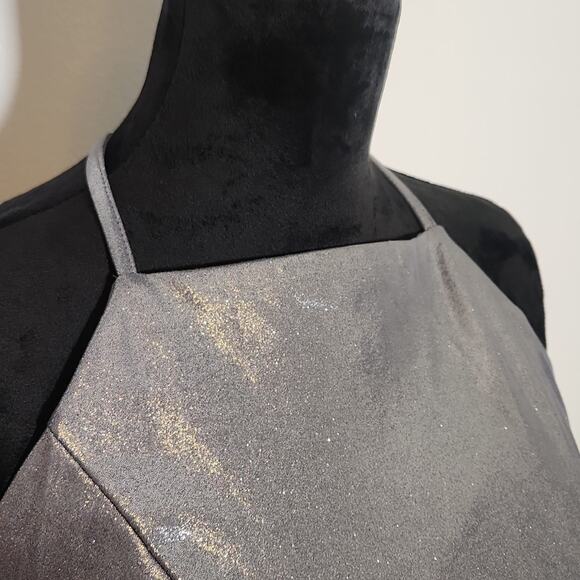 ABOUT US NWT Silver Halter Open Back Mini Dress, Size XS - Picture 8 of 14